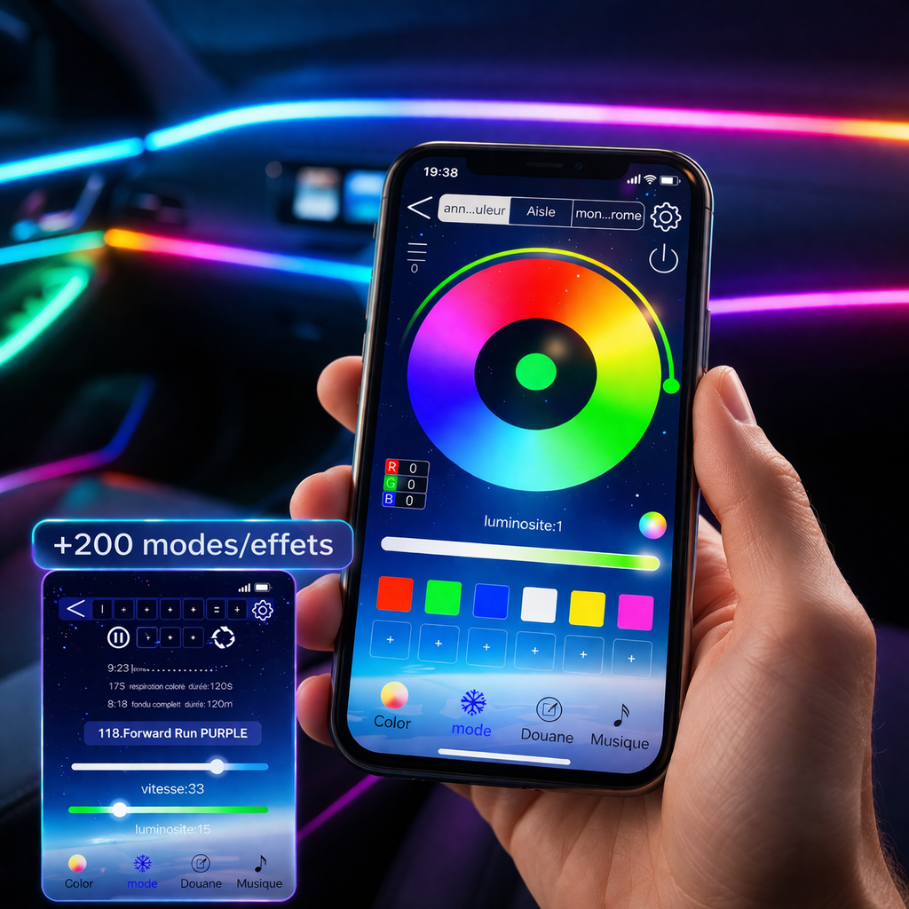 Kit d’Ambiance LED Intérieur Voiture - Installation invisible