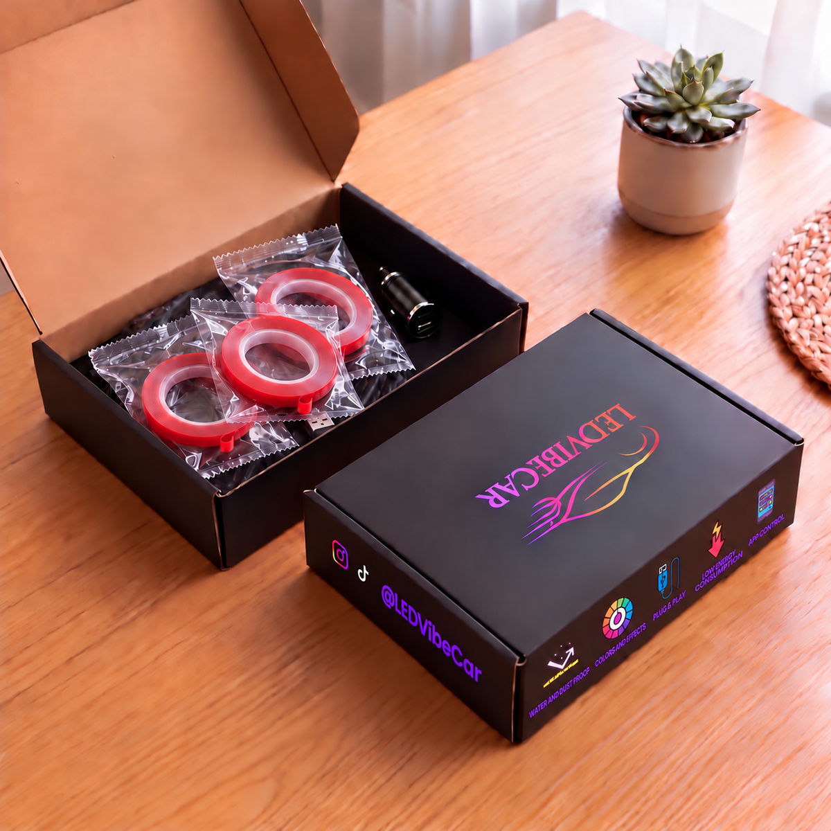 Kit LED LEDVibeCar avec 3 rouleaux d'adhésif de rechange en sachet